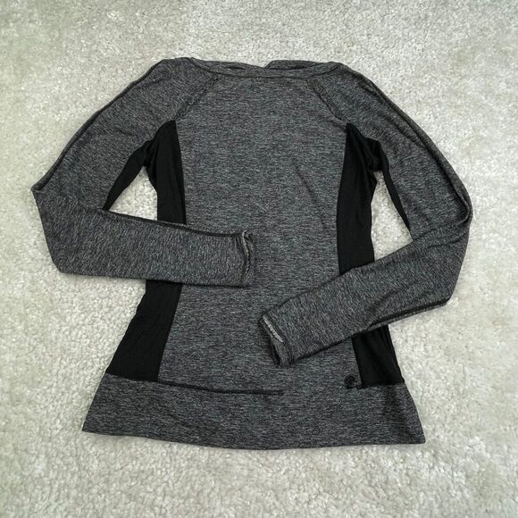 Lululemon Full Tilt Ruffle Long Sleeve Shirt Heathered Black - Picture 2 of 10